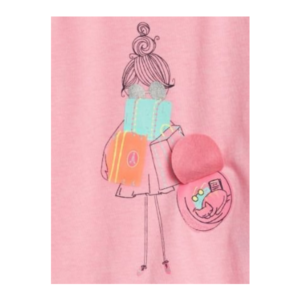 CAMISETA ROSA MANGA LONGA COM ESTAMPA DE MENINA COM COMPRAS – GAP