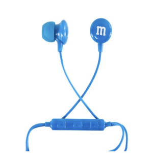 FONE DE OUVIDO AZUL COM FIO E CONTROLE DE VOLUME – M&M´S WORLD