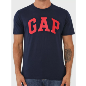 T-SHIRT ADULTO AZUL MARINHO COM LOGO VERMELHO – GAP