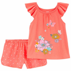 PIJAMA 4 PEÇAS LARANJA FLORAL – CARTER’S