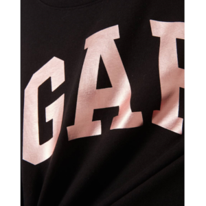 CAMISETA PARA MENINA PRETA COM LOGO ROSÊ BRILHANTE – GAP