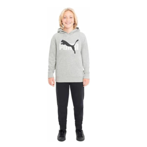 MOLETOM COM CAPUZ CINZA COM LOGO BRANCO E PRETO – PUMA