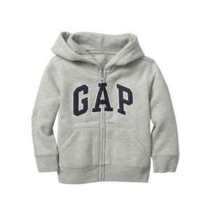 BLUSA DE MOLETOM CINZA COM ZÍPER, CAPUZ E FLEECE INTERNO – GAP