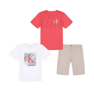 KIT 3 PEÇAS COM T-SHIRT E SHORTS DE SARJA – CALVIN KLEIN