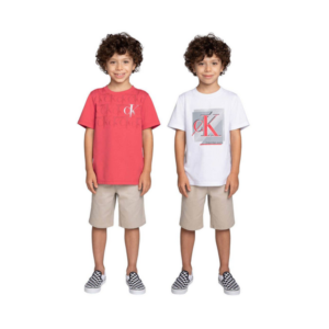 KIT 3 PEÇAS COM T-SHIRT E SHORTS DE SARJA – CALVIN KLEIN